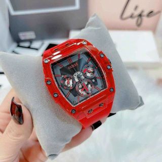 ĐỒNG HỒ NAM CAO CẤP GUET MẶT CN CHONOGRAP DÂY CAO SU ĐỎ