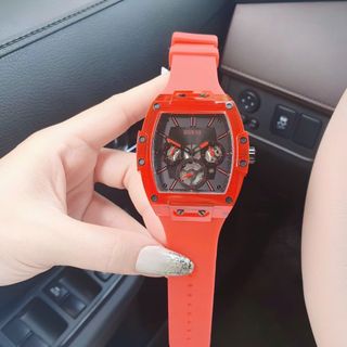 ĐỒNG HỒ NAM CAO CẤP GUET MẶT CN CHONOGRAP DÂY CAO SU ĐỎ