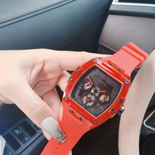 ĐỒNG HỒ NAM CAO CẤP GUET MẶT CN CHONOGRAP DÂY CAO SU ĐỎ