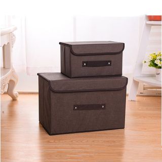 Combo 2 hộp đựng quần áo - Giỏ đựng quần áo bẩn đồ lót có nắp thùng vải đa năng gấp gọn