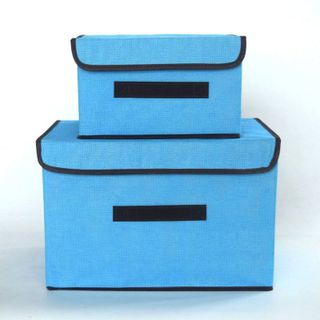 Combo 2 hộp đựng quần áo - Giỏ đựng quần áo bẩn đồ lót có nắp thùng vải đa năng gấp gọn