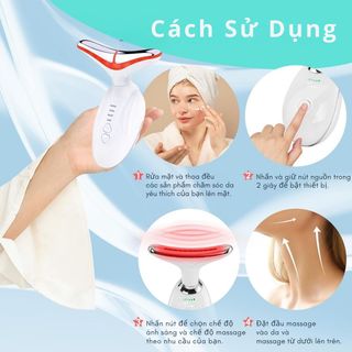 Máy massage cổ & mặt 7 trong 1 Liệu pháp làm đẹp bằng ánh sáng đỏ, dụng cụ tạo đường nét