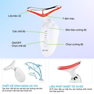Máy massage cổ & mặt 7 trong 1 Liệu pháp làm đẹp bằng ánh sáng đỏ, dụng cụ tạo đường nét