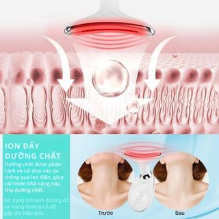 Máy massage cổ & mặt 7 trong 1 Liệu pháp làm đẹp bằng ánh sáng đỏ, dụng cụ tạo đường nét