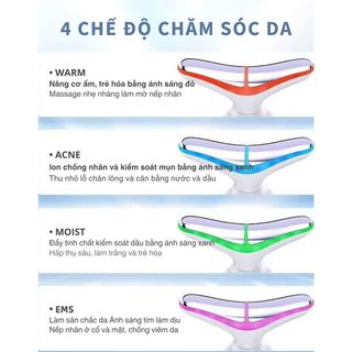 Máy massage cổ & mặt 7 trong 1 Liệu pháp làm đẹp bằng ánh sáng đỏ, dụng cụ tạo đường nét