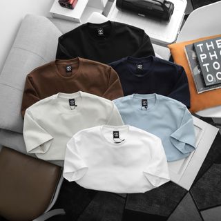 Áo thun nam.   Vải Cotton gân dệt mắt thơm, co giãn 4 chiều, mềm mịn, thấm hút mồ hôi tốt.