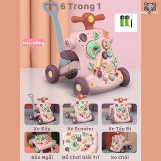 Xe Tập Đi Cho Bé 6in1, Nhiều Chức Năng Khóa Bánh An Toàn Tập Chòi Chân Cho Bé