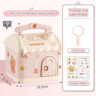 Hộp Tiết Kiệm Cho Bé, Đồ Chơi Ống Tiết Kiệm Kèm Khoá, Quà Tặng Dễ Thương Cho Bé