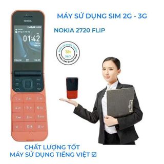Mobell -Nokia màu đỏ  2720 Flip màu đỏ hợp con gái hai sim hai sóng dùng cho người già