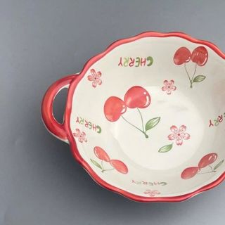 THỐ SỨ 2 QUAI HỌA TIẾT CHERRY