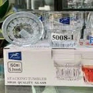 BỘ 6 LY THỦY TINH NGẤN SỌC 150ML BM5008- 1