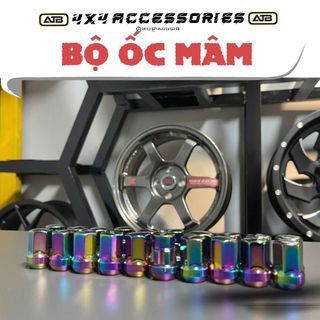 Bộ Ốc Rays Cho Xe Ô Tô, Combo Ốc Mâm Xe M12xP1.5 5H 17 Hex Phù Hợp Cho Các Dòng Xe Tặng Kèm Khóa Đai Ốc