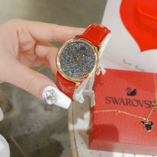 SALE BỎ MẪU ĐỒNG HỒ NỮ CAO CẤP XWAROVSKI DÂY DA MẶT FULL ĐÁ