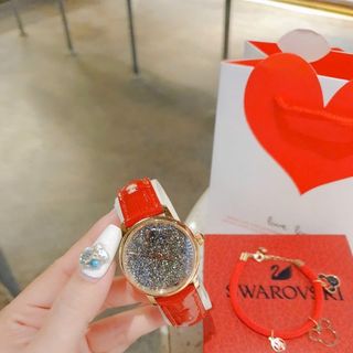 SALE BỎ MẪU ĐỒNG HỒ NỮ CAO CẤP XWAROVSKI DÂY DA MẶT FULL ĐÁ