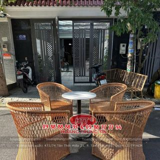 Ghế cafe nhựa giả mây cao cấp dây tròn. Hàng thiết kế