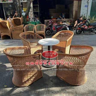 Ghế cafe nhựa giả mây cao cấp dây tròn. Hàng thiết kế