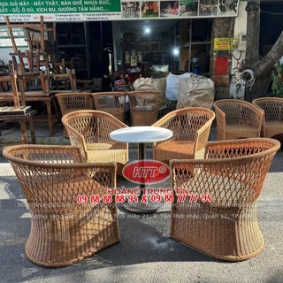 Ghế cafe nhựa giả mây cao cấp dây tròn. Hàng thiết kế