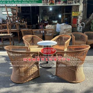 Ghế cafe nhựa giả mây cao cấp dây tròn. Hàng thiết kế
