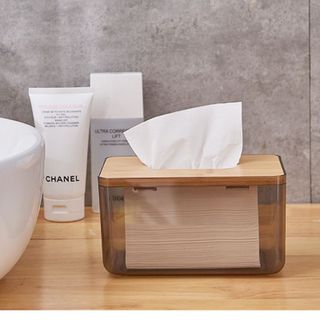 Hộp Đựng Giấy Ăn Nhựa Trong Suốt Nắp Tre Gỗ Thiết Kế Sang Trọng Đa Dạng 5 Kích Thước SONG ANH