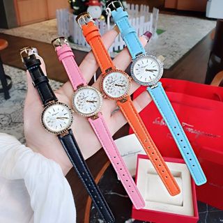 ĐỒNG HỒ NỮ SIÊU CẤP XALVATORE DÂY DA VIỀN HỘT 4 MÀU