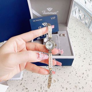 SET ĐỒNG HỒ NỮ NGỌC TRAI CHÍNH HÃNG FUNMEI F20206 TẶNG KÈM HOA TAI FULLBOX