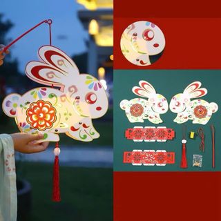 Đèn lồng trung thu lắp ghép có đèn LED hình đẹp cho cả bé trai và bé gái làm quà tặng tập thể