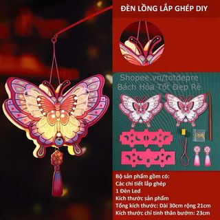 Đèn lồng trung thu lắp ghép có đèn LED hình đẹp cho cả bé trai và bé gái làm quà tặng tập thể