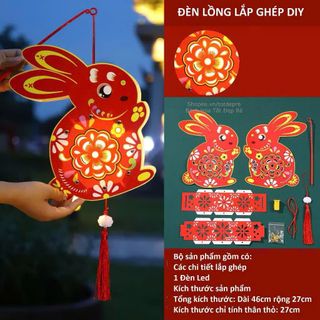 Đèn lồng trung thu lắp ghép có đèn LED hình đẹp cho cả bé trai và bé gái làm quà tặng tập thể