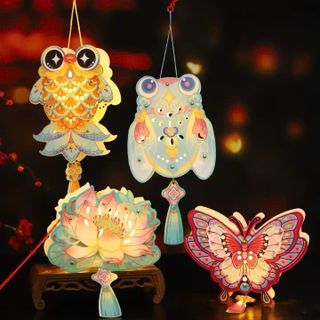 Đèn lồng trung thu lắp ghép có đèn LED hình đẹp cho cả bé trai và bé gái làm quà tặng tập thể