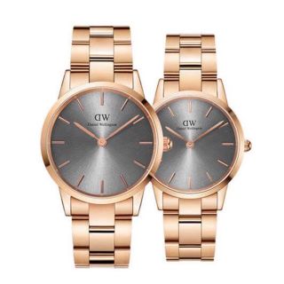 ĐỒNG HỒ NAM NỮ CAO CẤP DANIEL W ICONIC DÂY THÉP HỒNG MẶT XÁM FULLBOX TEM HÃNG