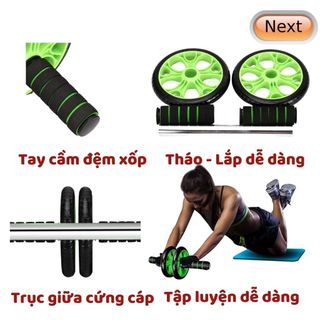 Con lăn tập bụng 2 bánh nhựa ABS chịu lực tốt, bánh xe bọc chất liệu PVC tăng độ ma sát và bám sàn - SP031