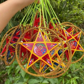 Đèn lồng trung thu giấy kiếng kính truyền thống hình con vật 3D mini ngộ nghĩnh làm từ giấy đỏ lung linh khung nhựa bền