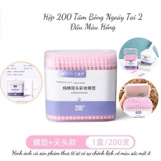 Hộp 200 tăm bông 2 đầu (Hồng)