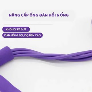Dây tập bụng , tập gym 6 ống - 2 đầu vàng cao su dây kháng lực kéo tập đa năng săn chắc bụng tay vai tại nhà cho nam nữ -SP152