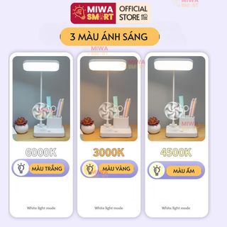 đèn học để bàn có quạt mini, chống cận , cảm ứng điều chỉng độ sáng, 3 màu điều chỉnh đèn