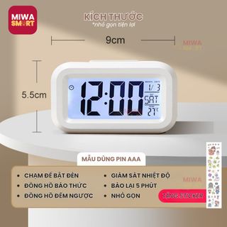 đồng hồ báo thức đèn led hẹn giờ trang trí bàn học