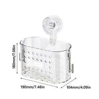 Khay ráo nước nhà tắm có Móc Chân Không ,Giỏ đựng cốc có thể tháo rời đa chức năng, Giá đựng đồ vệ sinh trong suốt không cần khoan - Kệ đựng đồ nhà tắm không cần khoan giá sỉ