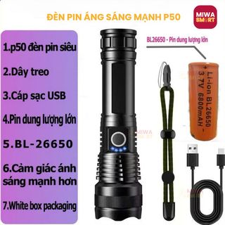 đèn pin cầm tay thân đèn hợp kim nhôm 5 chế độ ánh sáng