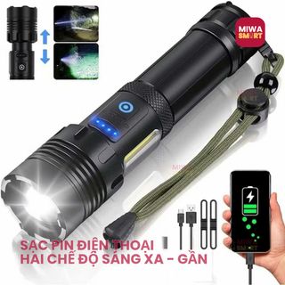 đèn pin cầm tay thân đèn hợp kim nhôm 5 chế độ ánh sáng