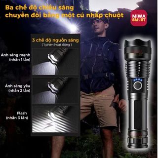 đèn pin cầm tay thân đèn hợp kim nhôm 5 chế độ ánh sáng