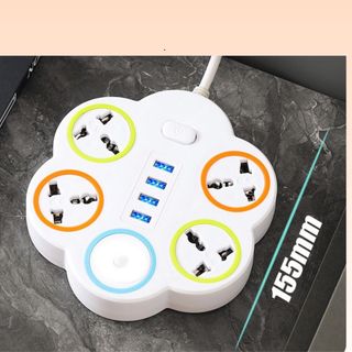 ổ điện hoa tròn 4 ổ cắm 4 usb dây dài 1.2 mét