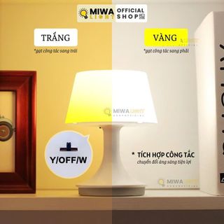 đèn ngủ để bàn hình nấm tích điện 3 chế độ ánh sáng, điều khiển từ xa, hẹn giờ tắt đèn