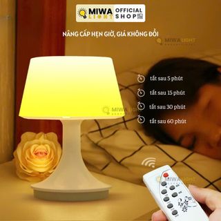 đèn ngủ để bàn hình nấm tích điện 3 chế độ ánh sáng, điều khiển từ xa, hẹn giờ tắt đèn