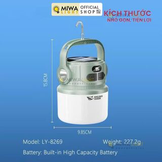 đèn cắm trại đèn camping tích điện 12h sạc pin năng lượng mặt trời hoặc sạc trực tiếp từ ổ điện