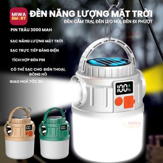 đèn cắm trại đèn camping tích điện 12h sạc pin năng lượng mặt trời hoặc sạc trực tiếp từ ổ điện