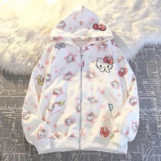 Áo Khoác nỉ in 3D mèo hello kitty dễ thương cực đẹp full zip chống nắng tốt