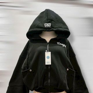 Áo khoác form boxy thêu Coolgirl chất nỉ xk dày mịn cổ cao freesize 65kg