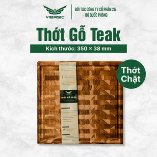 Thớt gỗ Teak Vibasic ghép dựng block kích thước 350x350x38mm thớt vuông dùng để chặt