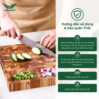 Thớt gỗ Teak Vibasic ghép dựng block kích thước 400x300x38mm dùng để chặt