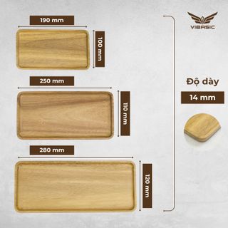 Khay đựng đồ hình chữ nhật Vibasic làm từ gỗ tràm, đa dạng kích thước, thích hợp decor trang trí tại nhà, quán cafe-nhà hàng